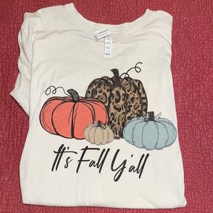 NWOT-Fall T-shirt- Size L-Cream colored-BELLA CANVAS